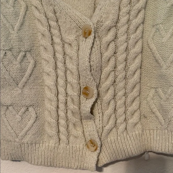 ROMWE Cream Cable Knit Cardigan - Picture 2 of 7